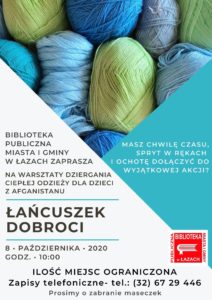 Plakat - informacja o spotkaniu warsztatowym Łańcuszek dobroci
