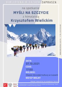 Plakat zapowiadający spotkanie z Krzysztofem Wielickim