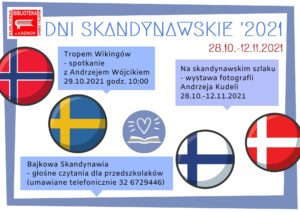 Plakat zapowiadający Dni skandynawskie 2021 w Łazach