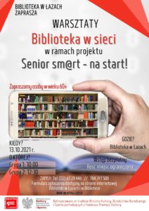 Plakat zapowiadający warsztaty dla seniorów Biblioteka w sieci