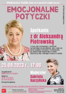 Plakat zapowiadający spotkanie z Aleksandrą Piotrowską 25 września 17